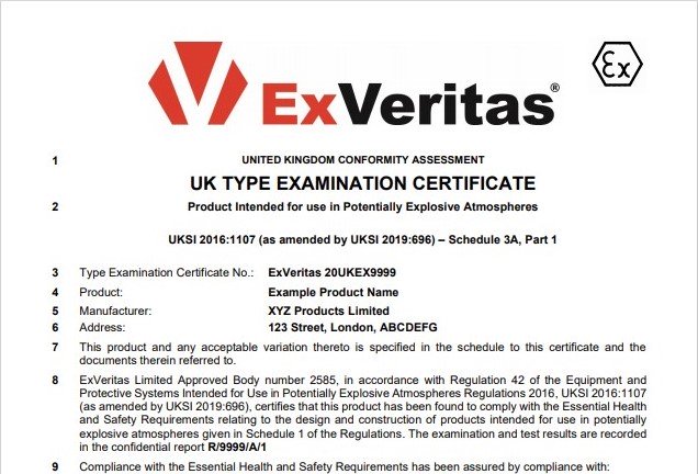 ExVeritas | The Explosion Safety Specialist | UKCA certificate